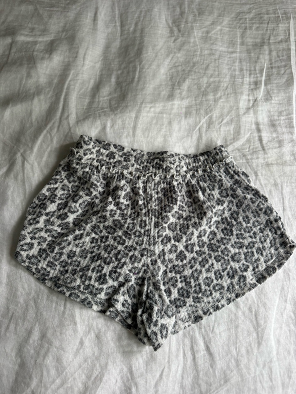 American Eagle Outfitters Gray and White Leopard Print Lounge Shorts